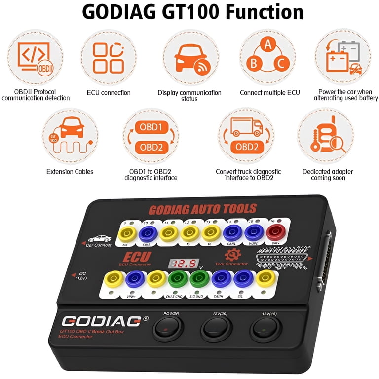 GODAG GT100+ OBD Break Out Box ECU Bench Connector GT100 Pro wth GODAG GT100+ OBD Break Out Box ECU Bench Connector GT100 Pro wth