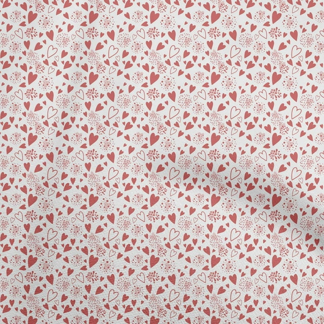 oneOone Polyester Spandex Red Fabric Heart Fabric For Sewing Printed Craft Fabric By The Yard 56 Inch Wide