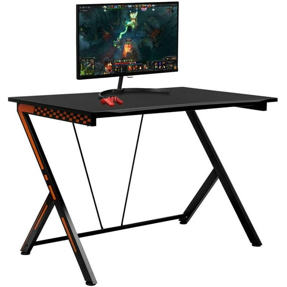 THJTDH 46" Gaming Desk PC Computer Desk, Home Office Study Writing Table for Small Space, Black Gamer Workstation