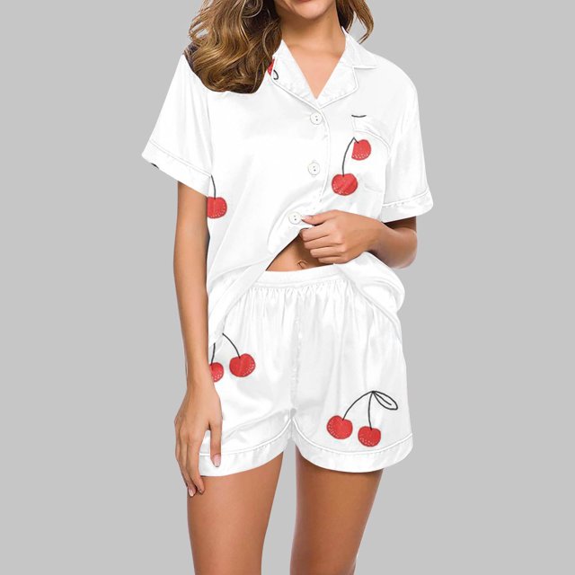Qiopertar Liquidation à Moins de 5$ Blouse Décontractée Imprimée Col Rabattu Manches Courtes Mode Short Ensemble Pyjama Grandes Économies de Vacances!