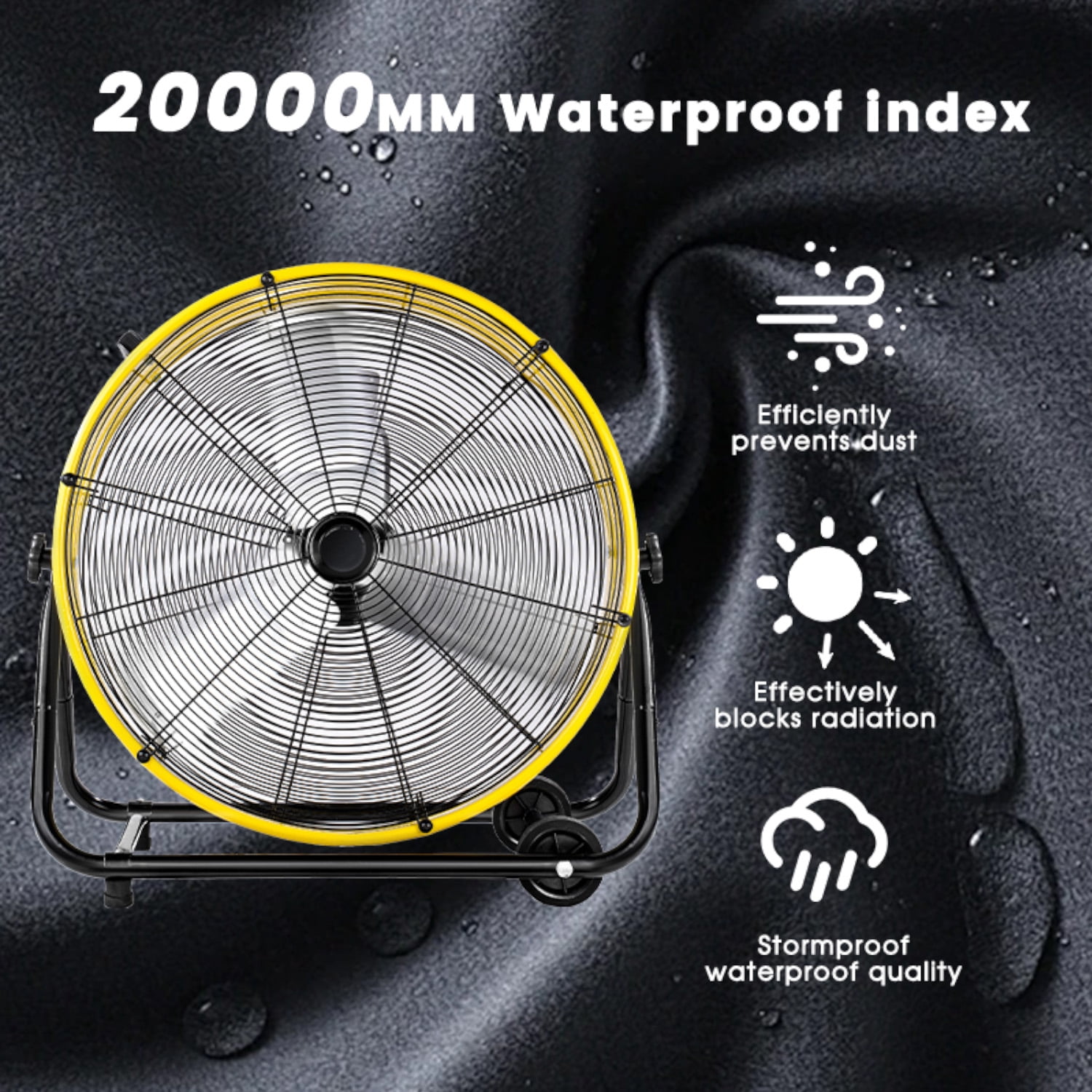 Industrial Fan 24 Inch Heavy Duty Drum 3 Speed 8100 CFM Air Circulation High Velocity Fan For Warehouse, Workshop, Factory, Commercial, Residential and Greenhouse Yellow