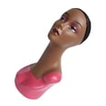 thumbnail image 4 of Maniquí de peluca femenina de 20'' con sombrero, bufanda, gafas y auriculares. Rosado, 4 of 7