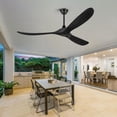 thumbnail image 6 of 60 Inch Black Outdoor Ceiling Fans without Lights, Modern Smart Remote/App/Alexa Control, 3 Solid Wood Propeller Blades, 6 Speeds Reversible Quiet Dc Motor for Living Room, Covered Exterior Patios, 6 of 7
