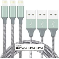 Quntis 6FT Charger Cord 3 Pack, Nylon Braided Fast Charging Cables Compatible for Phone 14/13/12/11/X & iPad, Tangle-Free, Gray