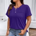 thumbnail image 4 of Uootdi Women's Henley Tops Short Sleeve Button Placket Blouses Casual Daily Style Soft Breathable Relaxed Fit Tees Gift, 4 of 7