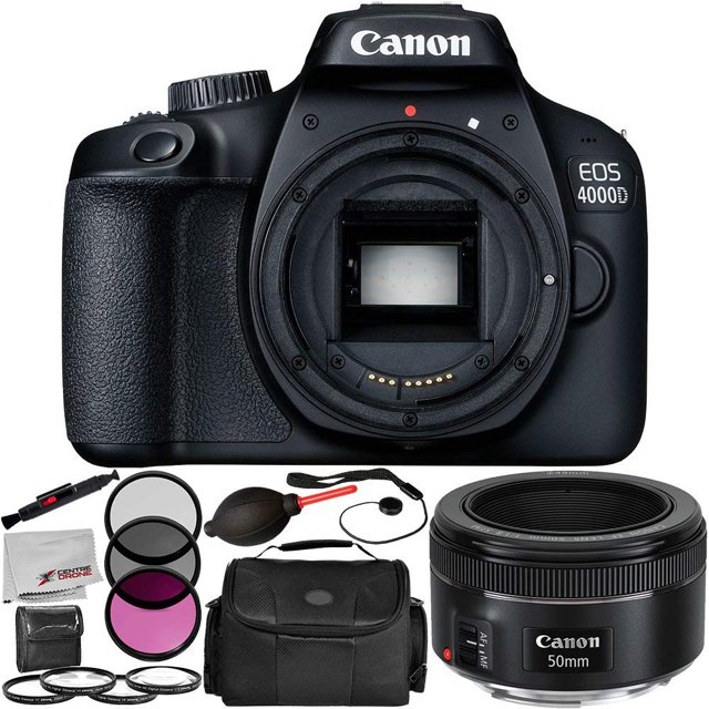 Canon EOS 4000D Digital Camera with 50mm f/1.8 STM Lens 9PC Accessory Kit – Includes 3PC Filter Kit (UV + CPL + FLD) + 4PC Macro Filter Set (+1,+2,+4 +10) + MORE