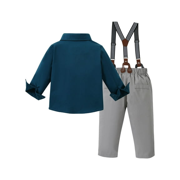 WESIDOM Toddler Boy Clothes Suits Shirt Bowtie Suspender Pants Formal Outfit Cotton Fabric 1-5T 3pcs