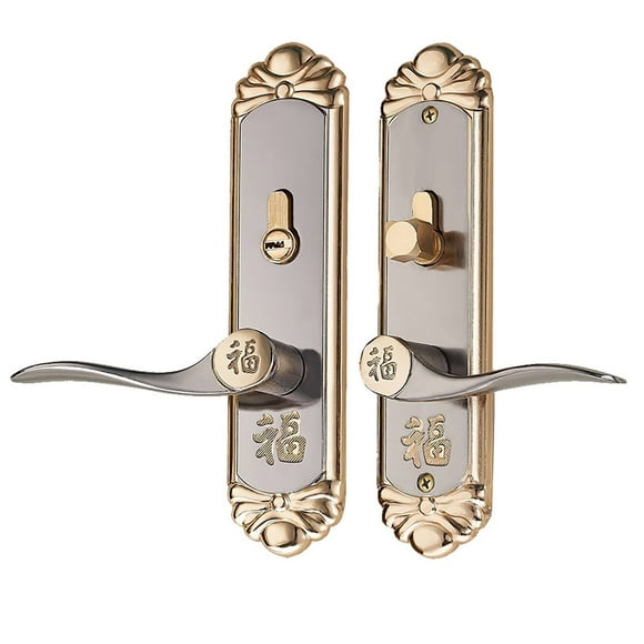 Door Knob With Lock, Zinc Alloy 5353 Golden Door Handle Lock Set Door Knobs With Lock And Key With Keys for Wooden Doors Bedroom Doors