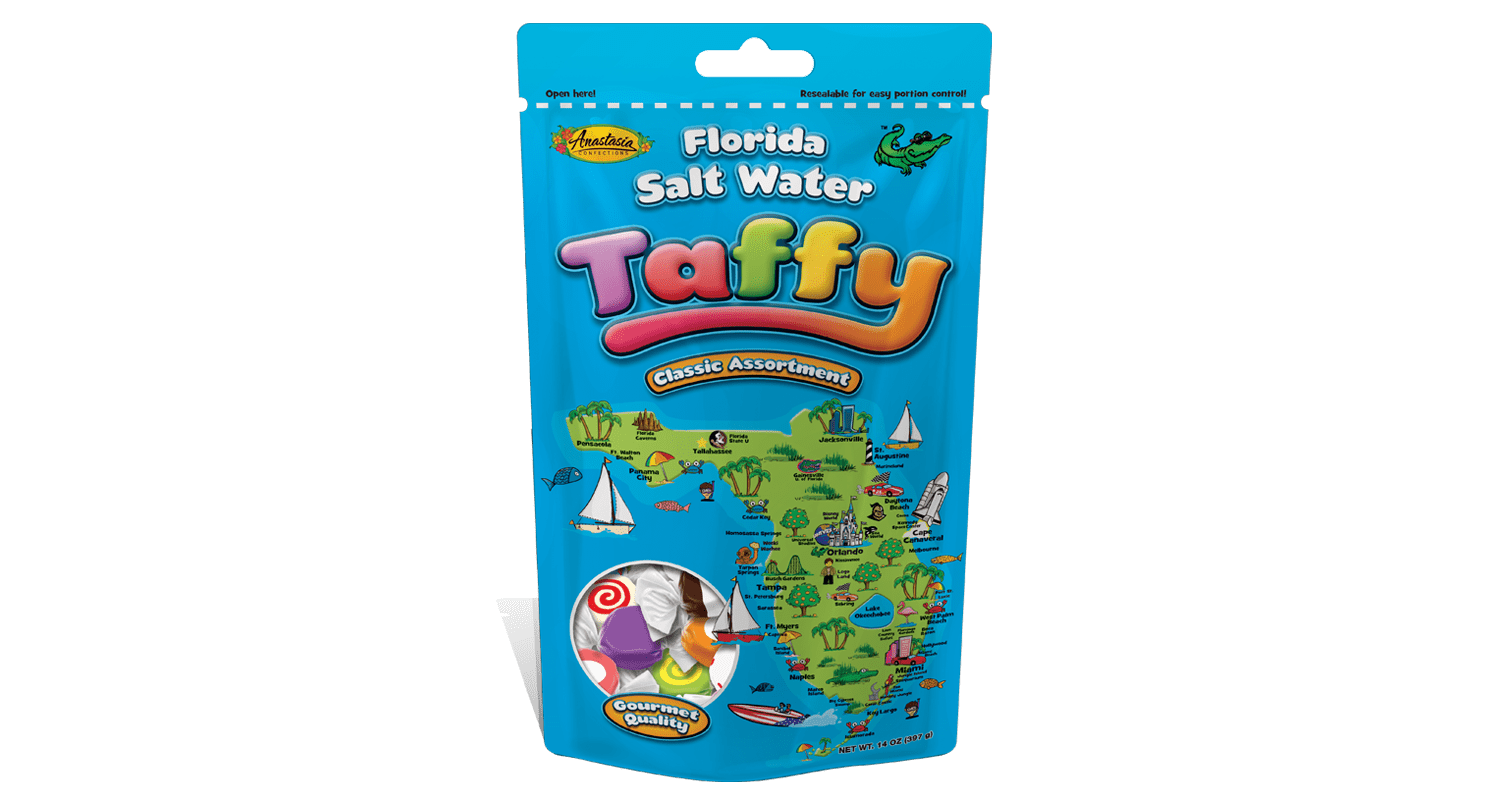(2 pack) Anastasia Florida Salt Water Taffy Classic Assortment Candy, 14 Oz.