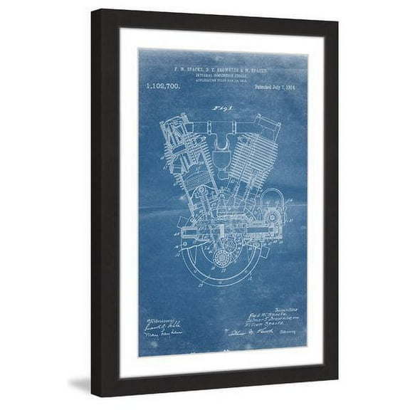 "Engine 1914 Blueprint" Framed Painting Print