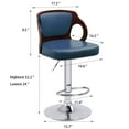 thumbnail image 4 of Lacoo Walnut Bentwood Bar Stools with PU Leather ,Blue,1 Piece, 4 of 6