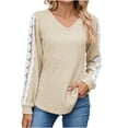 thumbnail image 3 of MHFRRA Blusa Informal de Manga Larga para Mujer con Encaje En contraste, Holgada, para Uso Diario, Primavera y Otoño. Beige, 3 of 3