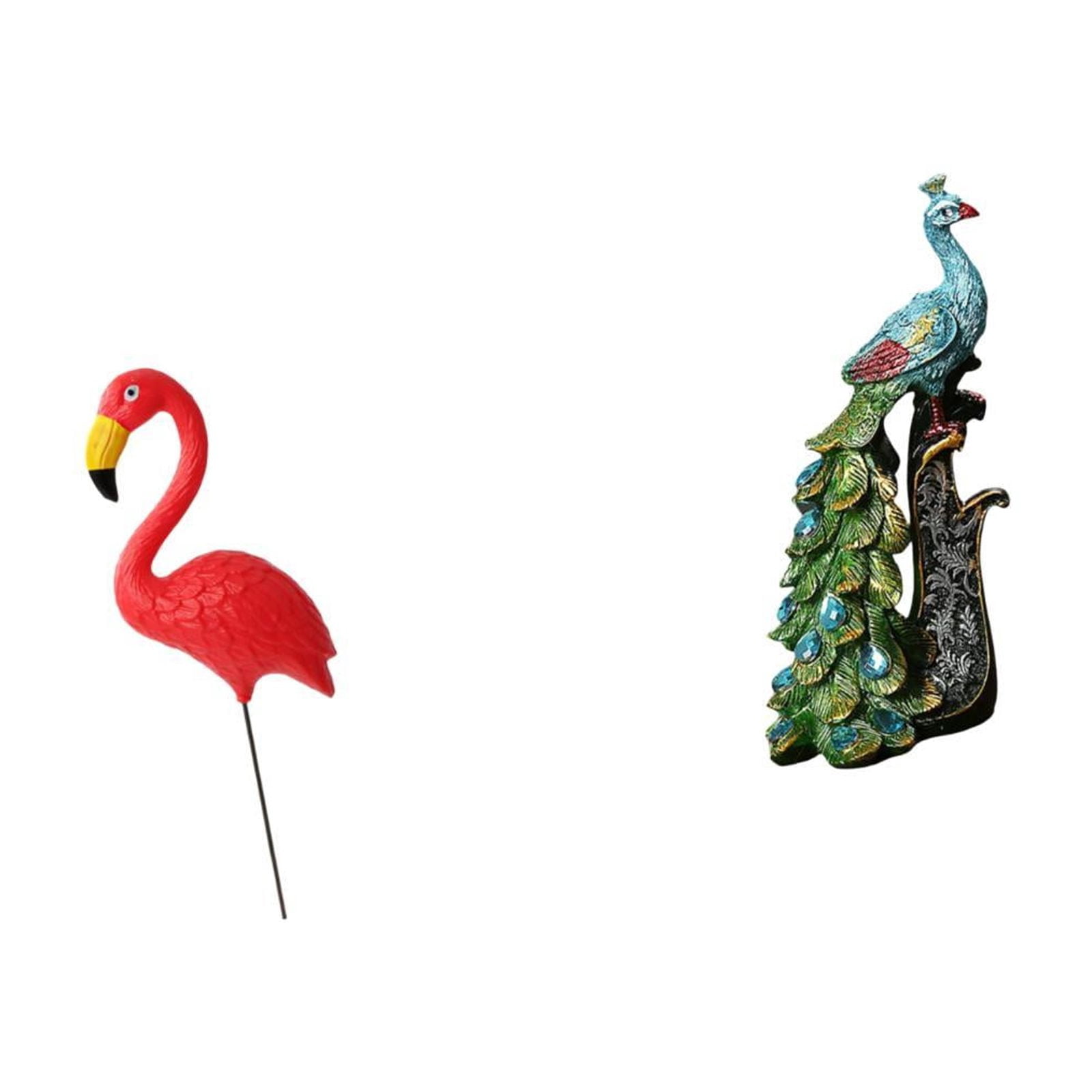 Miulika Bird Peacock Statue Figurine Yard Art Ornament Backyard Fairy Garden Accessories Flamingo Garden Stake Sculpture Animal Collection Elegant Tabletop Ornament for Holiday Spring Bedroom