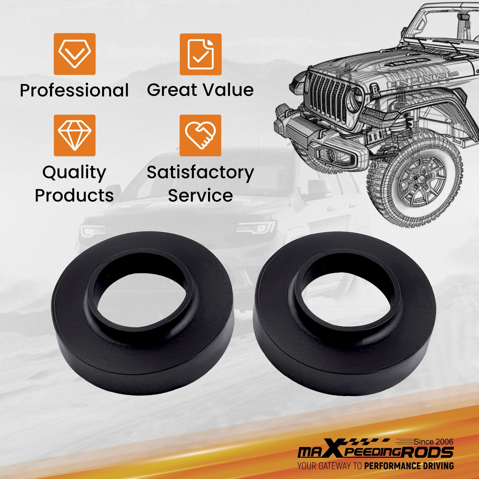 maXpeedingrods 1” Front Leveling Spacer Kit for Jeep Wrangler JK/JL/Gladiator Pickup 2007-2025, Lift Kit