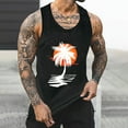 thumbnail image 5 of ZCFZJW Men's Bodybuilding Tank Top Casual Summer Tropical Palm Tree Print Workout Muscle Tank Sleeveless Graphic Gym Tees Shirts Black XXL, 5 of 5