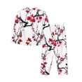thumbnail image 2 of Goofa Cherry Blossoms Printed Women’s 2 Piece Pajama Set Super,Pajamas Women's Long Sleeve Sleepwear Soft Button Down Loungewear Pjs Lounge Set Nightwear-XX-Large, 2 of 9
