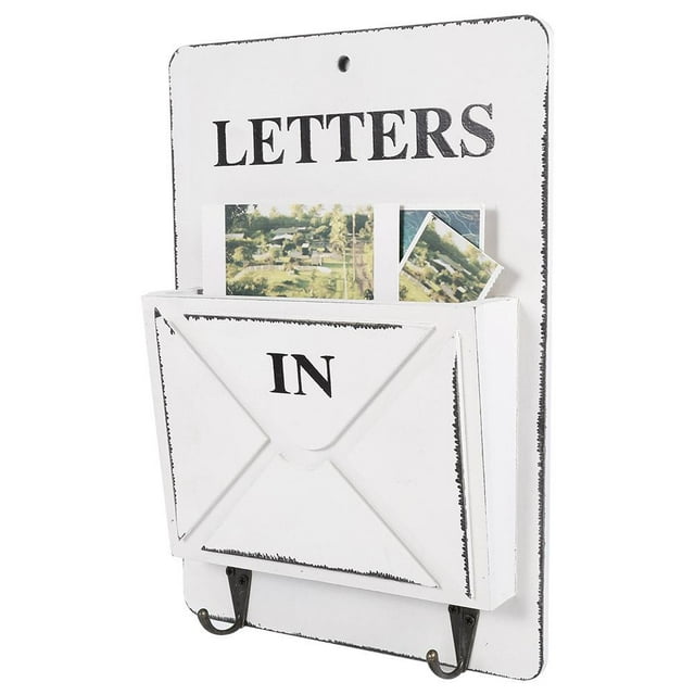 Cergrey Wood Mail Box Letter Rack Key Holder Wall Storage Creative Home Decoration with Hook Hanger, Letter Holder, Letter Holders