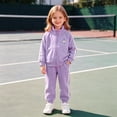 thumbnail image 2 of TOWED22 Baby Girl Clothes Fall Winter Toddler Outfits Long Sleeve Crewneck Sweatshirts Bell Bottoms Pants Girls Clothing Set,Purple,12-24 M, 2 of 9