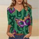 thumbnail image 2 of TaTaai Women's Fashion Christmas Printed Loose Casual V Neck With Three Quarter Sleeves And 3/4 Sleeves T-shirt Pullover Top Gift, 2 of 5