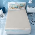 thumbnail image 4 of Erosebridal Coastal Animal Zipper Twin Comforter Sets with Fitted Sheet and 2 Pillowcases, Ocean Starfish Seashell Zipper Bedding Set, Gray Reversible, 4 of 7
