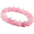 thumbnail image 1 of LiZiFang 12mm Pink Natural Rose Quartz Crystal Round Bead Stretch Bracelet, 1 of 3