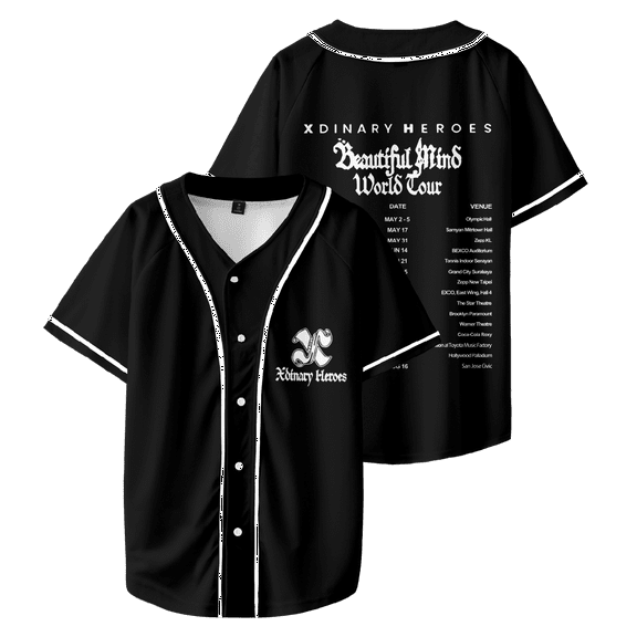 Xdinary Heroes Merch Beautiful Mind Tour Baseball Shirt Unisex T-Shirt Short Sleeve Casual Shirts