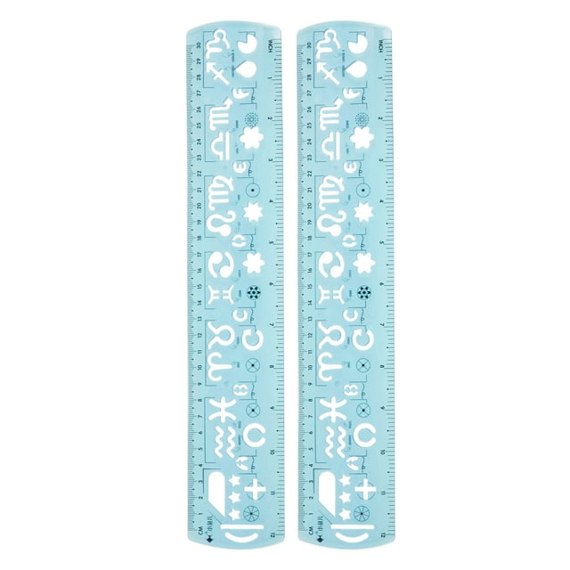 Unique Bargains 2pcs Unbreakable Flexible Rulers 30cm/12' Double Scale Shatterproof Folding Plastic Ruler, Light Blue