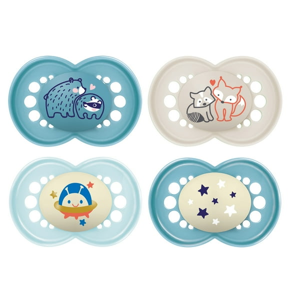 MAM Original & Original Night Pacifier, Glows in The Dark, 16 Months, Baby Boy, 4 Count