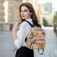 thumbnail image 6 of FORMRS Mini Backpack Purse for Women Quilted Travel Daypack Casual Shoulder Bag, Orange Cityscape Painting, 6 of 7
