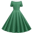 thumbnail image 3 of DHFJKG Wedding Guest Dresses For Women 90S Retro Polka Dot Flowy Swing A-Line Midi Dress Casual Summer Short Sleeve Peter Pan Collar Trendy Dresses, 3 of 4