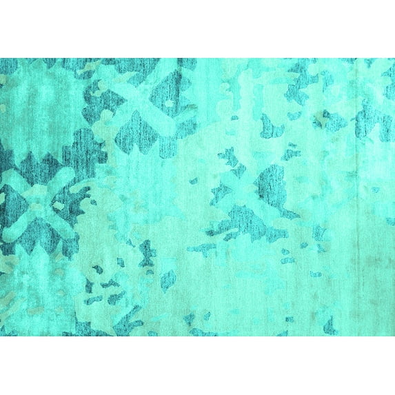 Ahgly Company Indoor Rectangle Abstract Turquoise Blue Contemporary Area Rugs, 3' x 5'