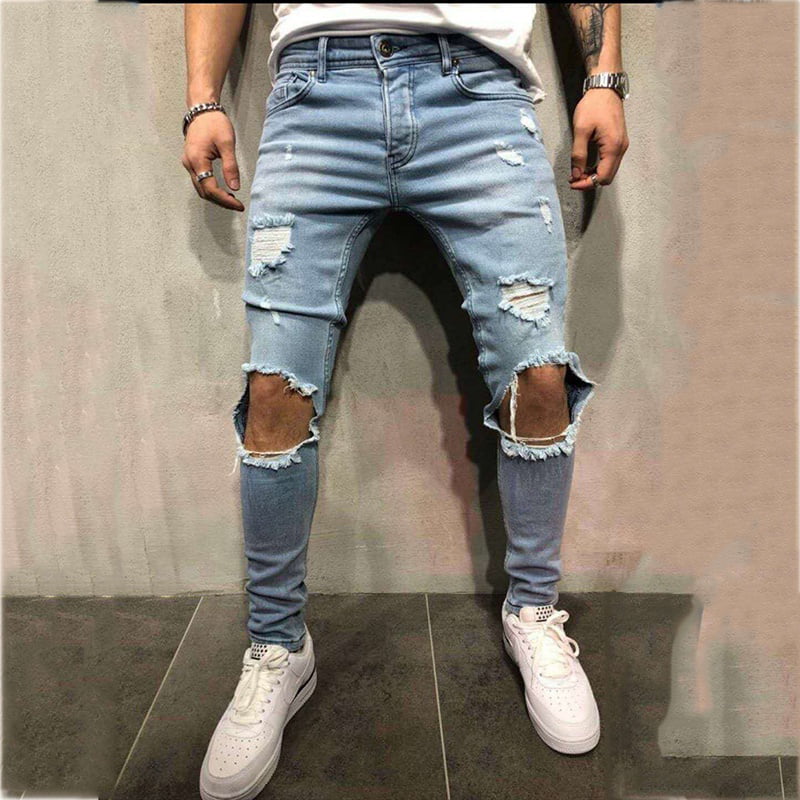mens jeans with holes in the knees