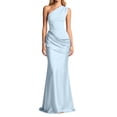 thumbnail image 2 of EliteGoogv Womens Bodycon Dresses One Shoulder Asymmetric Ruched Long Dresses For Women Slim Fit Satin Formal Evening Party Dresses Blue, 2 of 7