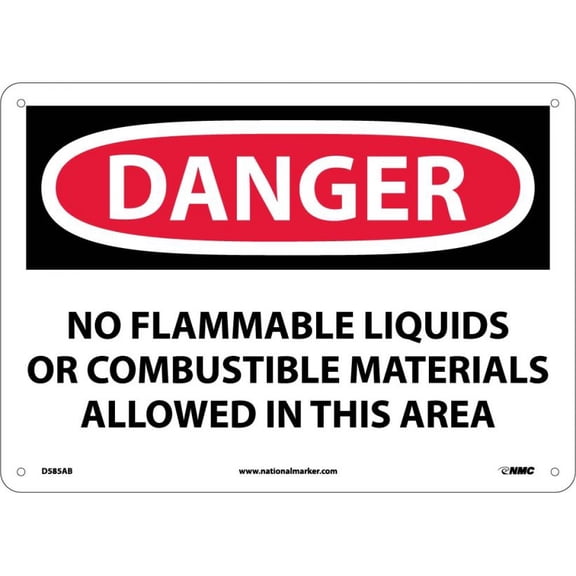 NMC Signs D585Ab, Danger No Flammable Liquids Sign, 10 X 14, Aluminum .040
