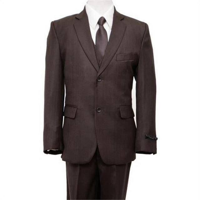 2 Button Front Closure Interior Pick Stitching Boys Suits Brown - 10