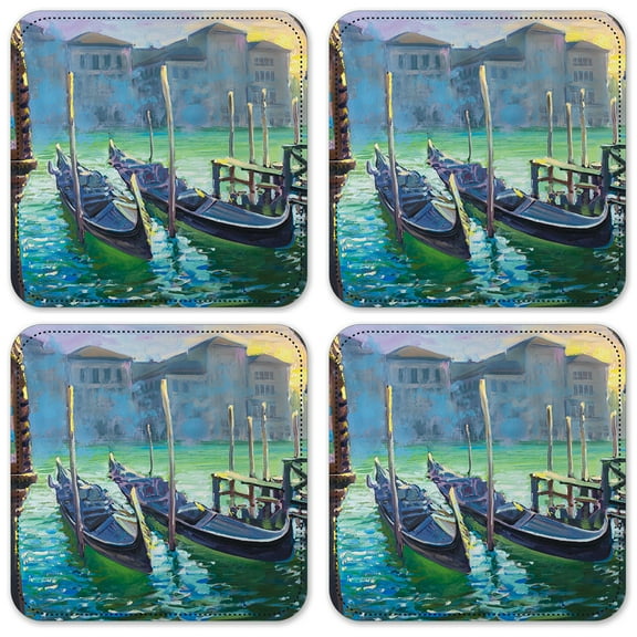 Vinyl Drink Coasters - Set of 4 - Gondola's on the Water