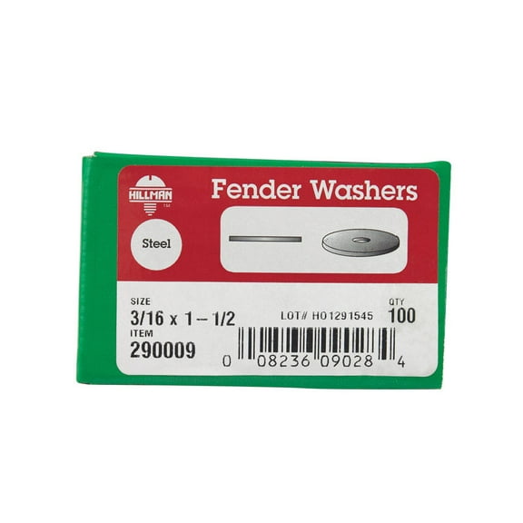 Hillman 290009 Fender Washer, Zinc Plated Steel,  3/16" X 1-1/2"