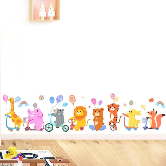 LOMILY Animals Wall Decals Kids,Nursery Wall Stickers,Daycare Playroom Wall Decals Peel and Stick Removable,Baby Wall Decors for Preschool,Boyroom,Girlroom,Toddler,Bedroom.