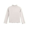 thumbnail image 4 of KDDYLITQ Girls Mock Neck Long Sleeve Shirts Ribbed Knit Slim Fit Base Layer Tops Tees Soft Casual Shirt White 4-5 years, 4 of 4