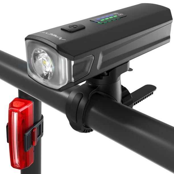 Luces para bicicleta APECYC, 1200 lúmenes, faro delantero y luz trasera USB