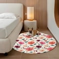 thumbnail image 3 of Red Pink Flower Round Living Room Rugs 6 ft, Watercolor Floral Green Leaf Vintage Country Washable Area Rug with Non-Slip Sturdy Edge Binding Round Carpet for Kitchen Office Bedroom, 3 of 9