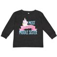 thumbnail image 3 of Inktastic Most Magical Middle Sister Cute Unicorn Girls Long Sleeve Toddler T-Shirt, 3 of 5
