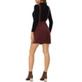 thumbnail image 3 of INSPIRE CHIC Women's Corduroy Overall V Neck Strap Mini Pinafore Dress with Pockets M Dark Red, 3 of 5
