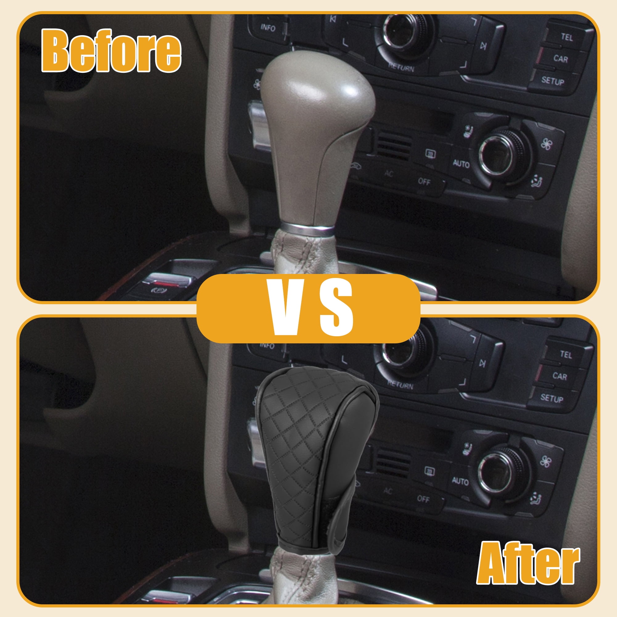 Unique Bargains Universal Car Shift Knob Cover Faux Leather Black