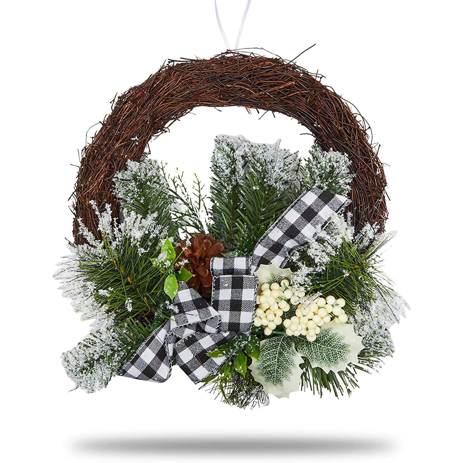 Mantle decor Christmas decorations Traditional Door hanger Christmas Wreath plaid bow xmas wreath Holiday door decor Door wreath