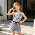 thumbnail image 4 of Toddler Outfits for Girls Graphic Print Square Neck Sleeveless Top And A-Line Skirt 2 Piece Everyday Wear Girls' Clothing Sets 3 Years-4 Years, 4 of 8