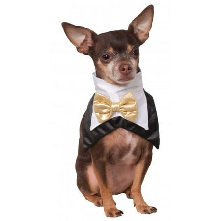 Pet Tuxedo Collar Vest with Bow Tie - 3 sizes - Best Man - Ring Bearer - (The Best Tuxedos For Weddings)