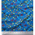 thumbnail image 1 of Soimoi Rayon Crepe Fabric Fish,Mermaid & Starfish Ocean Printed Fabric 1 Yard 46 Inch Wide, 1 of 3