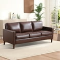 thumbnail image 2 of Bonzy Home 77" Mid-Century Modern Sofa — 3-Seat Faux Leather Couch, Small-Space Black Sofa with Padded Cushions, 2 of 6