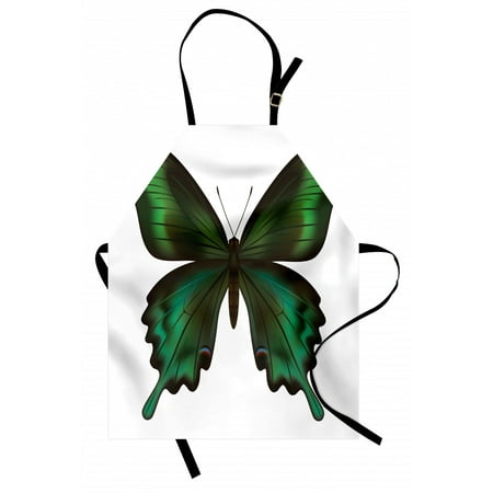 

Swallowtail Butterfly Apron Realistic Exotic Wildlife Creature in Green Tones Unisex Kitchen Bib Apron with Adjustable Neck for Cooking Baking Gardening Olive Green Jade Green Black by Ambesonne
